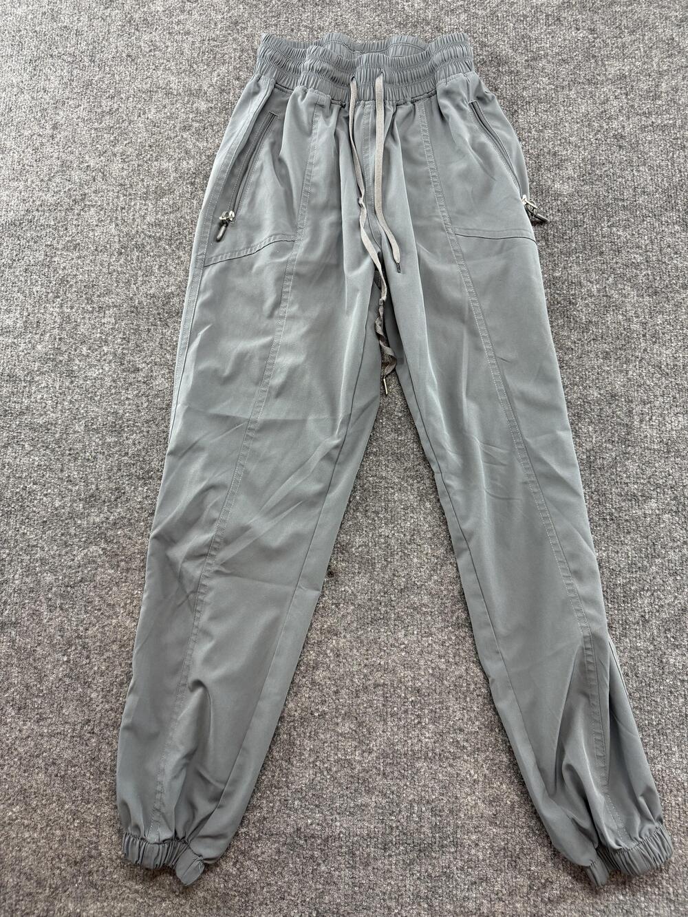 LBBIN Jogger Pants Womens XS Gray Lightweight Ankle Zip Pockets Walking Travel